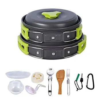 HUKOER camping Cookware Mess Kit Ultralight Backpacking Gear